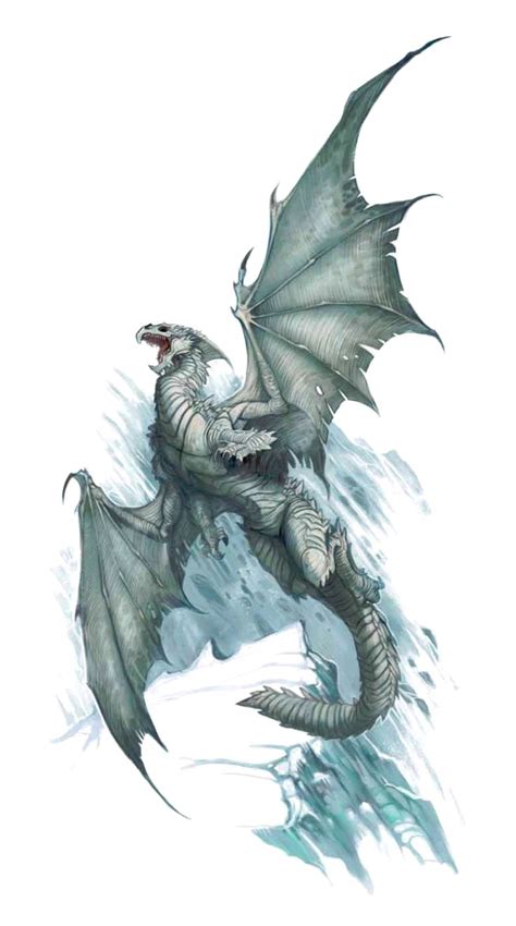 Ancient White Dragon Flying Pathfinder Pfrpg Dnd Dandd 35 5e 5th Ed