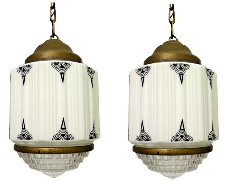 These art deco furniture pieces bring an added dimension to even the simplest room. Pair American Art Deco Milkglass Geometric Pendant Lights ...