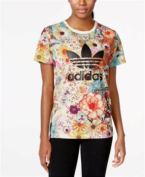 Adidas Originals Floral Print Logo T Shirt And Reviews Tops Women