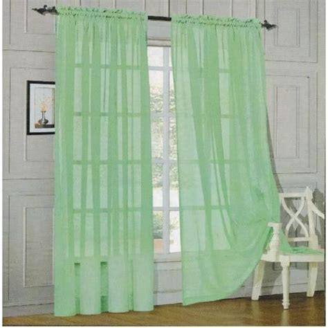2pc Mint Green Solid Sheer Voile Window Curtain Set Two 2 Rod Pocket