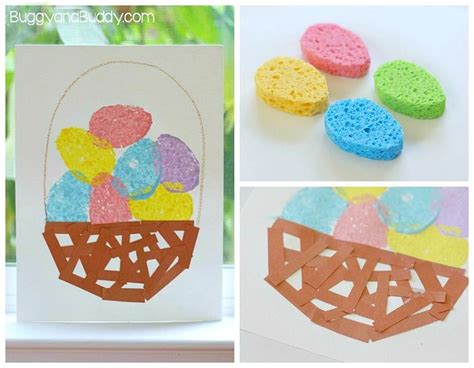 Easter Crafts For Kids Sponge Painted Easter Egg Basket