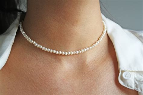Real Pearl Choker Pearl Necklace Custom Pearl Choker Dainty Etsy