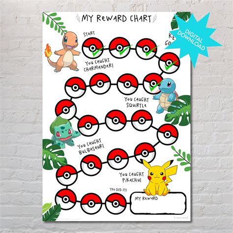 Pokemon Reward Chart For Kids Behaviour Chart Printable Chore Etsy España