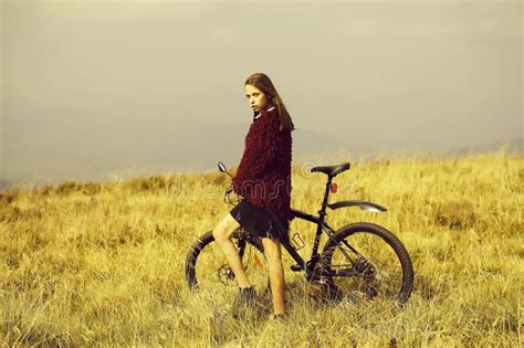 Girl With Bike Stock Photo Image Of Background Bike 138446940