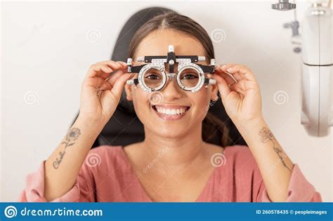 vision healthcare and eyes test for a woman with glasses checking optical wellness with a smile