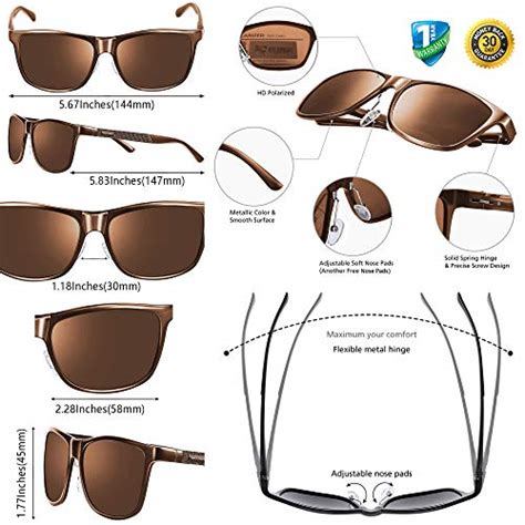 rocknight mens sunglasses polarized uv protection uv400 driving sunglasses metal frame square