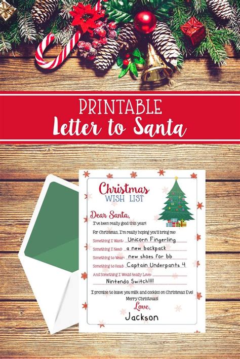 Printable Christmas Wish List Dear Santa Letter Letter To Etsy