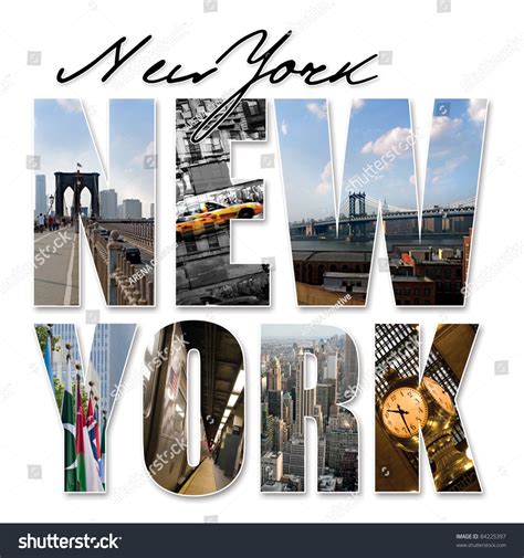 New York City Themed Montage Collage Stock Photo 84225397