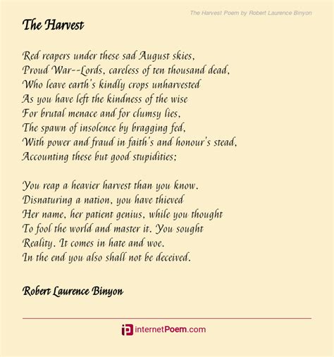the harvest poem by robert laurence binyon