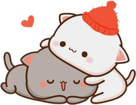 Download Freetoedit Cute Kawaii Cat Couple Love Hug Cuddle