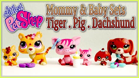 Littlest Pet Shop Lps Mommy And Baby Tiger Pig And Dachshund Youtube