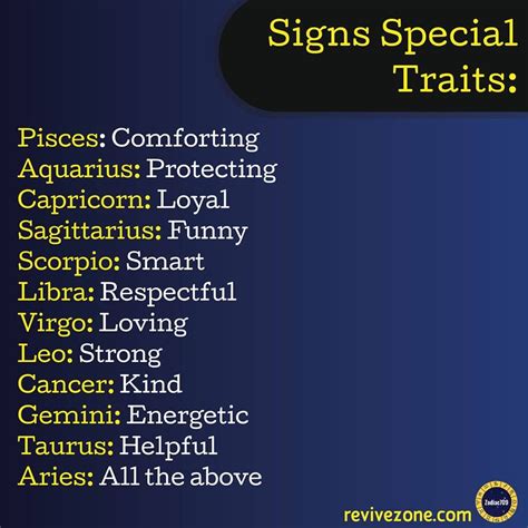 Traitscharacteristics Of Each Zodiac Sign Zodiac Traits Personality Characteristics