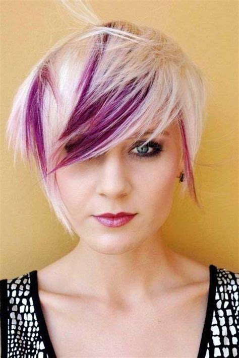 Blonde And Purple Hair Color For Short Haircut Short