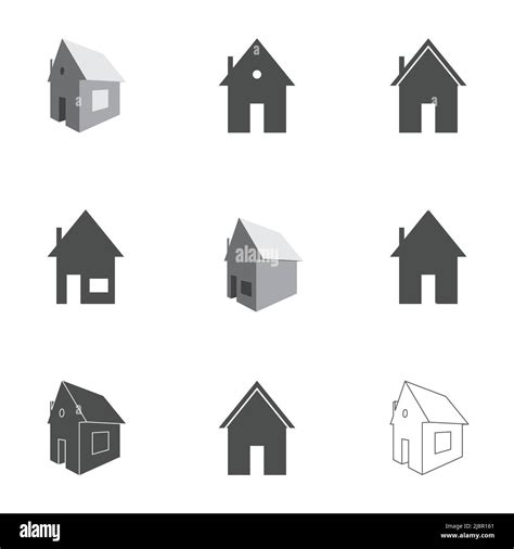 House Home 3d 2d Icons Stock Vector Image And Art Alamy