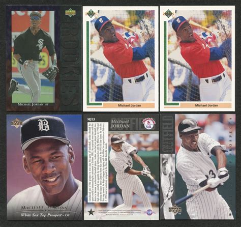 Michael jordan 1991 upper deck sp1 rookie card rc baseball chicago white sox $$. Lot of (6) Michael Jordan Baseball Cards with (2) 1991 Upper Deck #SP1, (2) 1994 Upper Deck ...