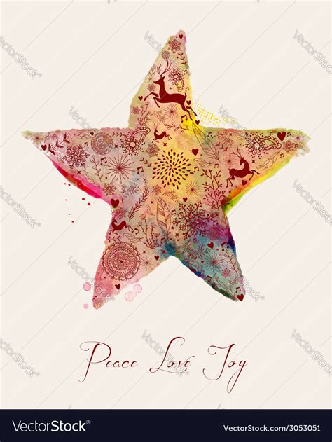 Christmas Star Watercolor Greeting Card Royalty Free Vector