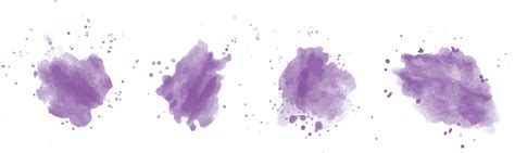 Set Of Abstract Purple Watercolor Water Splash On A White Background