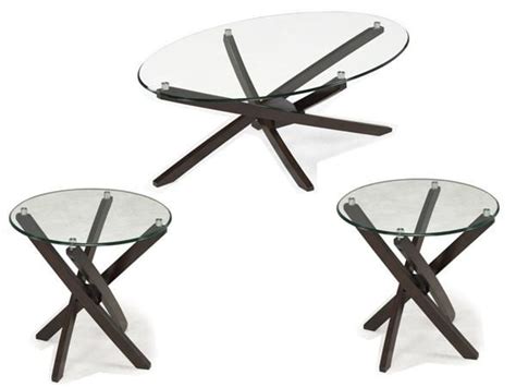 Xenia Modern Espresso Wood Glass Coffee Table Set Coffee Table Setting Glass Coffee Table