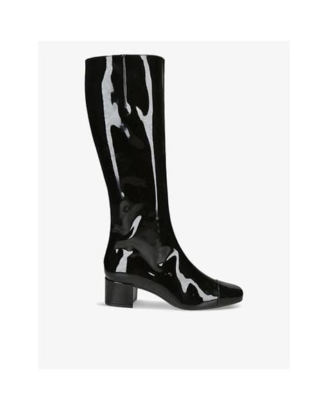 Carel Malaga Patent Leather Heeled Knee High Boots In Black Lyst