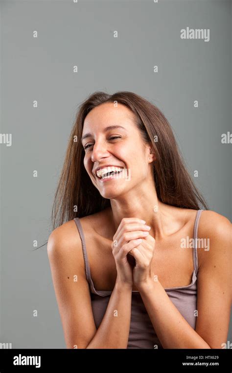 Female Laugh Hands Chest Hi Res Stock Photography And Images Alamy