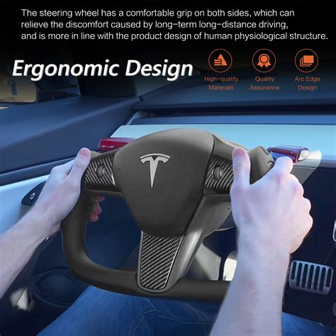 Hansshow Tesla Yoke Steering Wheel For Model 3y Ellipse Normal Black