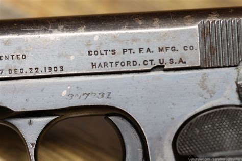 Vintage Colt 1903 Pocket Hammerless Type Iii Semi Auto 32 Acp Pistol