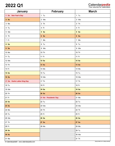 2022 Quarterly Calendar Template Free Printable Templates Quarterly