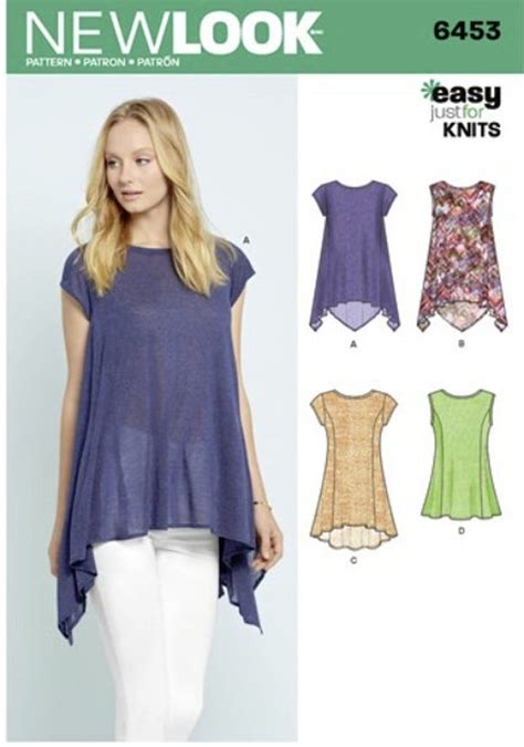 Sewing Pattern For Womens Tunic Tops For Knit Fabric New Look Etsy In