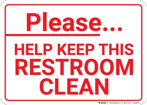 Please Help Keep Restroom Clean Landscape Wall Sign