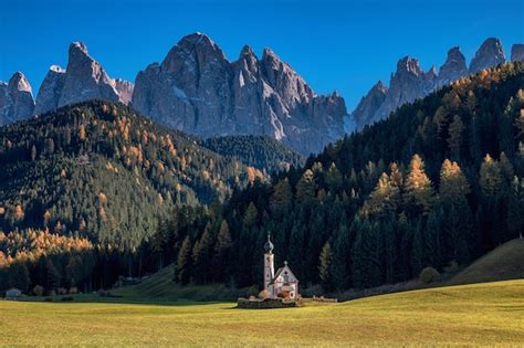 Premium Photo View On Small Church Of St John In Ranui And Dolomite