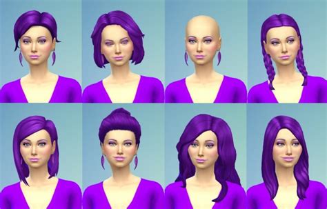 Mod The Sims Recoloured Purple Hairstyle Set By Wendy35pearly Sims 4
