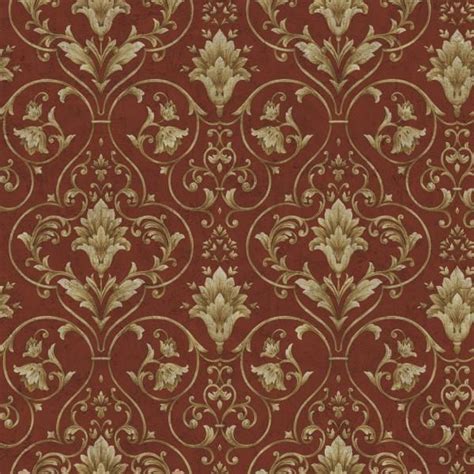 Wallpaper Sample Red And Gold Victorian Scroll Gold