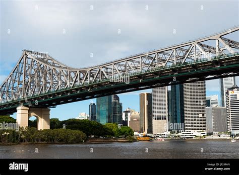 Brisbane City Skyline With Story Bridge Queensland Australia Stock