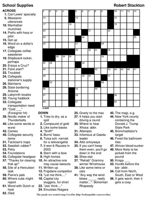 Easy printable crossword puzzles free. Beekeeper Crosswords » Blog Archive » Puzzle #95: "School Supplies"