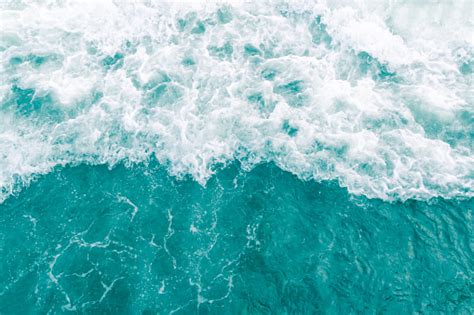 Turquoise Olive Green Gentle Breeze Ocean Wave During Summer Tide Stock