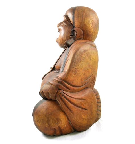 Sculpture Of The Chinese Buddha Laughing In Tinted Suar Wood 40cm