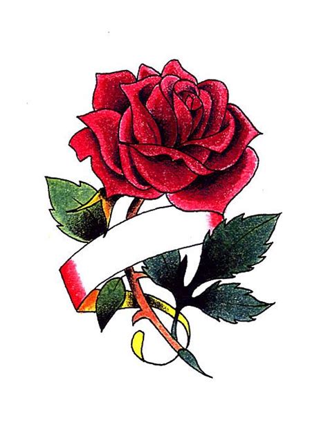It is also a sign of loyalty, innocence and purity. Red Rose With Ribbon For Name Tattoo | Rose tattoo with ...