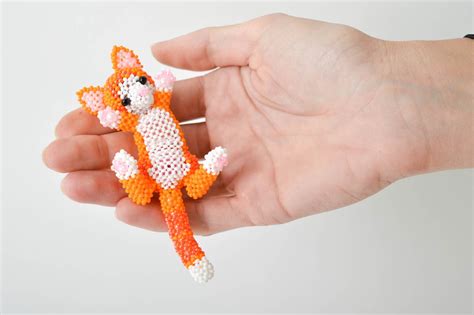 Chat en perle fait main Figurine décorative Animaux en perles de