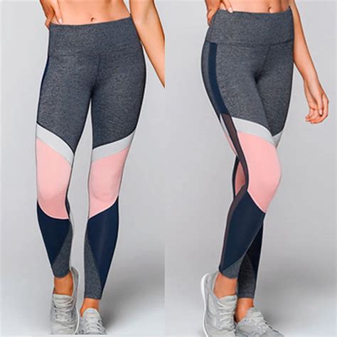 2017 Hot Sale Patchwork Lift Hip Leggings Sportswear For Women Bodybuilding Grey Slim Sexy