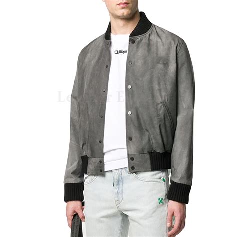 Suede Leather Bomber Men Leather Jacket