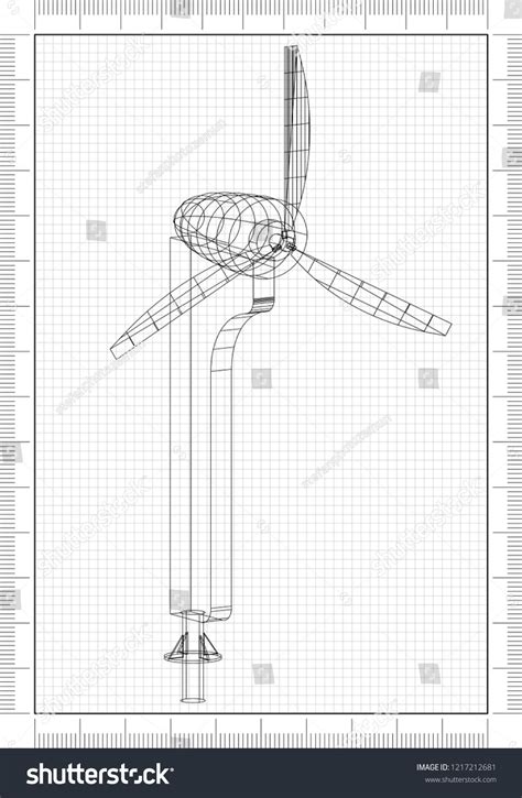 Wind Turbine Architect Blueprint Stock Illustration 1217212681