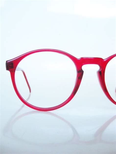 Vintage 1980s Cherry Red Round Sunglasses Eyeglasses Deadstock Etsy Optical Frames Eyewear