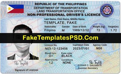 Philippines Driver License Template Psd 2024