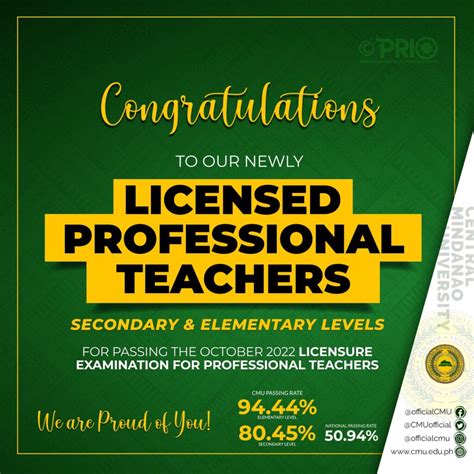 Cmupride Congratulations To Our Newly Licensed Professional Teachers