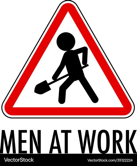 Men At Work Sign Isolated On White Background Vector Image