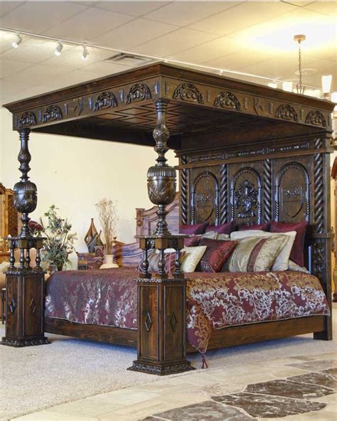 Hand Carved Medieval Canopy Bed Inspired By Irelands Castle Oliver