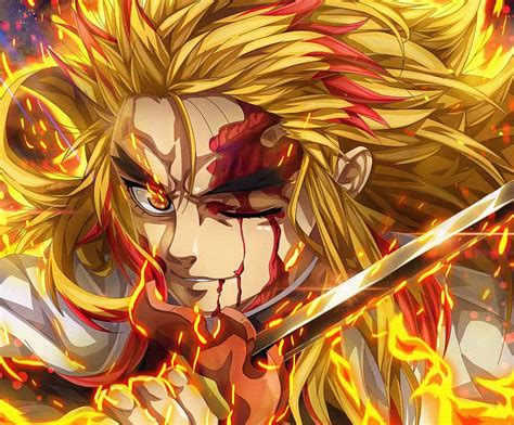 Demon Slayer Tiger Kyojuro Rengoku On Fire Anime HD Wallpaper Peakpx