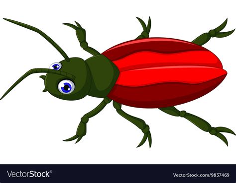 Cute Red Beetle Cartoon Royalty Free Vector Image