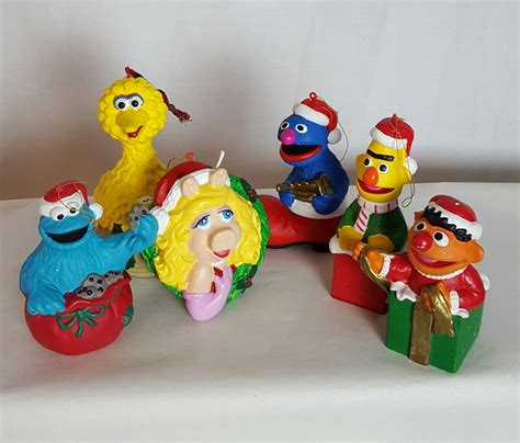 Jim Henson Sesame Street Vintage 6 Christmas Ornaments Big