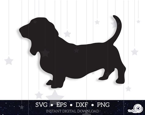 Basset Hound Dog Silhouette Vector Instant Digital Etsy In 2021 Dog
